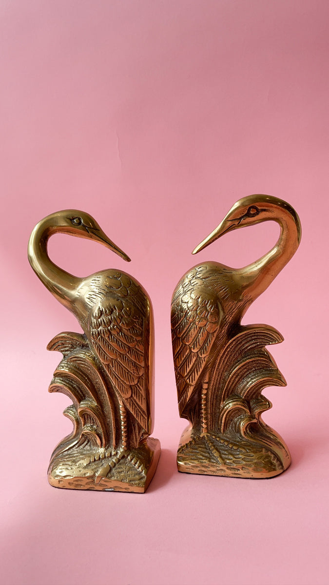 Vintage Brass Heron Bookends – The Apartment TO