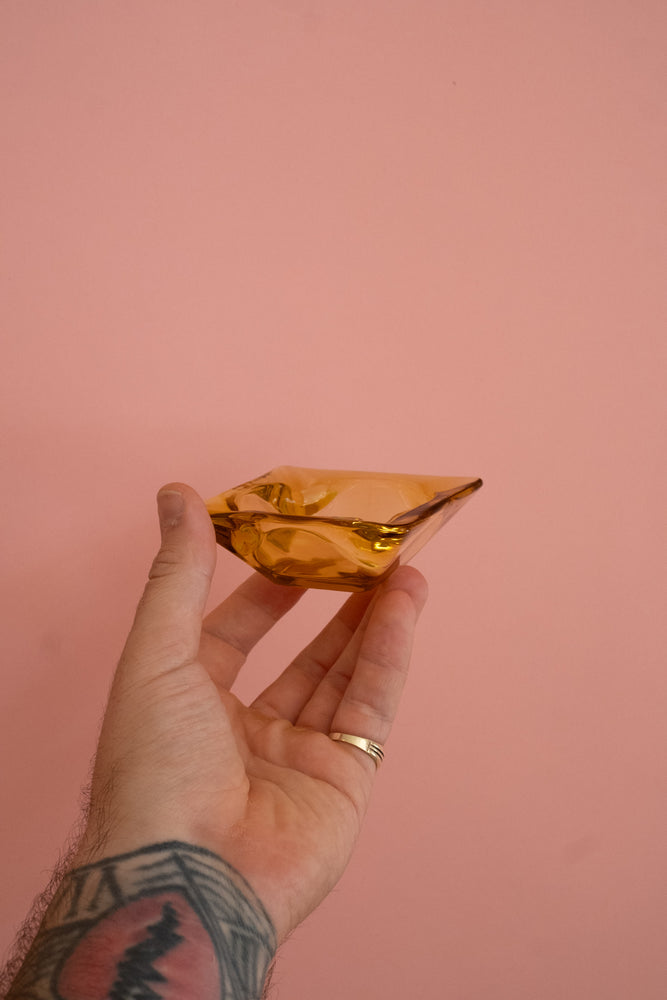 Vintage Small Amber Ashtray