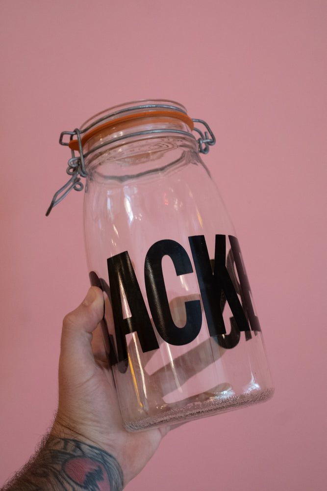 Vintage Super Lock Glass Crackers Jar