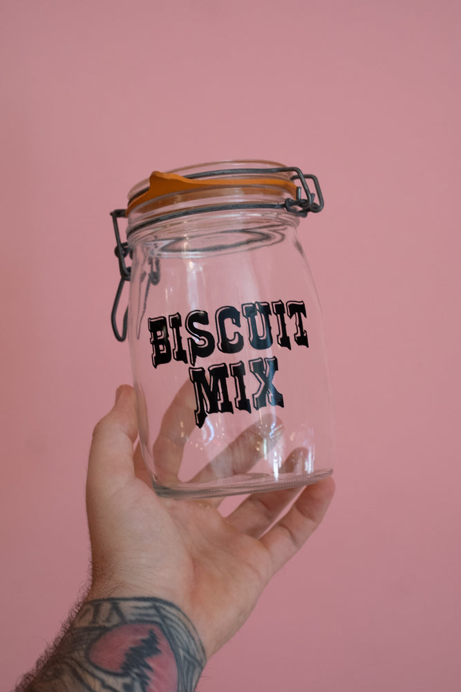 Vintage Triomphe Glass Biscuit Mix Glass Jar