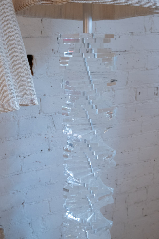 70’s Vintage Stacked Spiralling Lucite Lamps