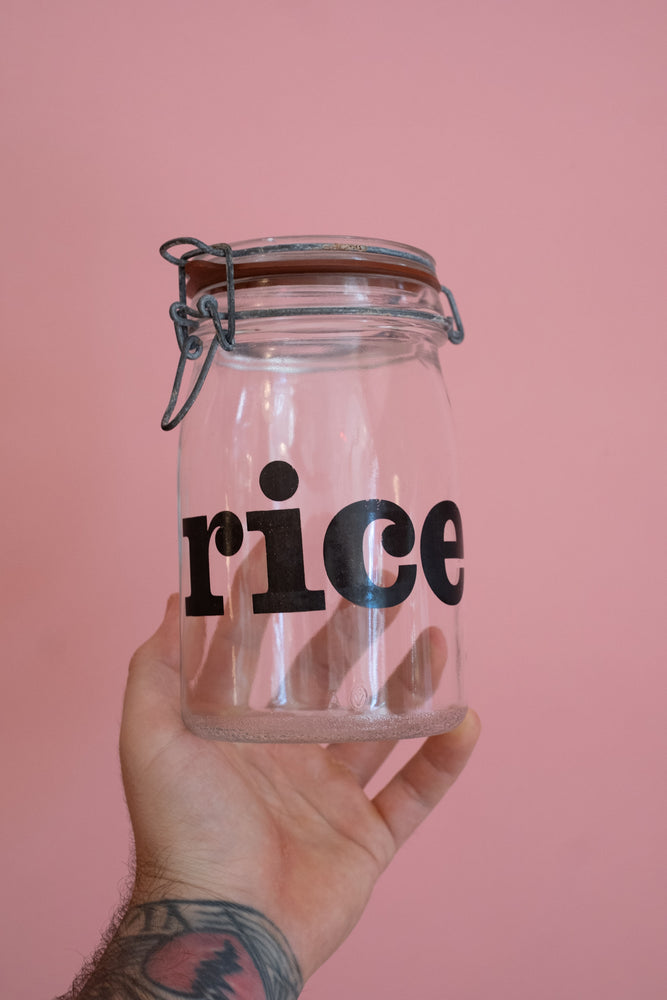 Vintage Silex Block Glass Rice Jar