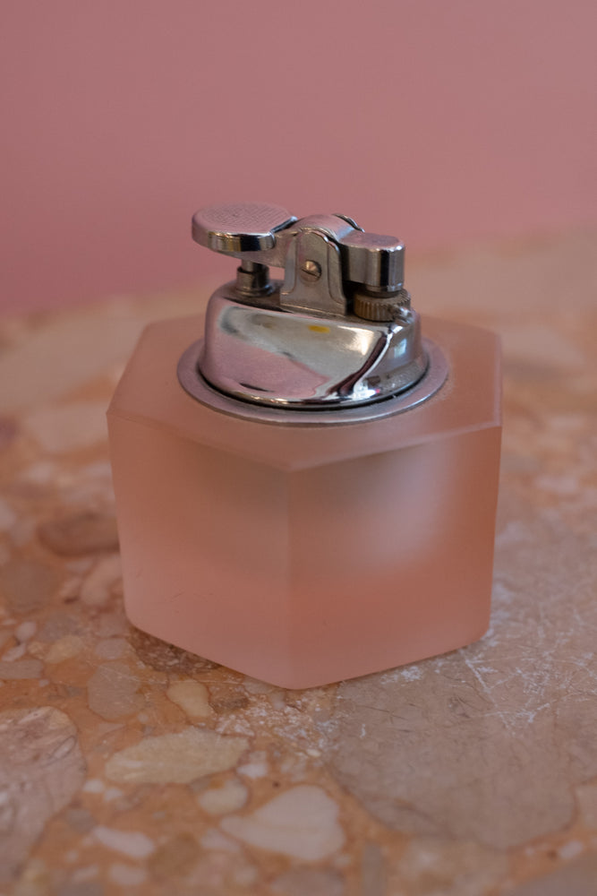 Vintage Frosted Pink Table Lighter