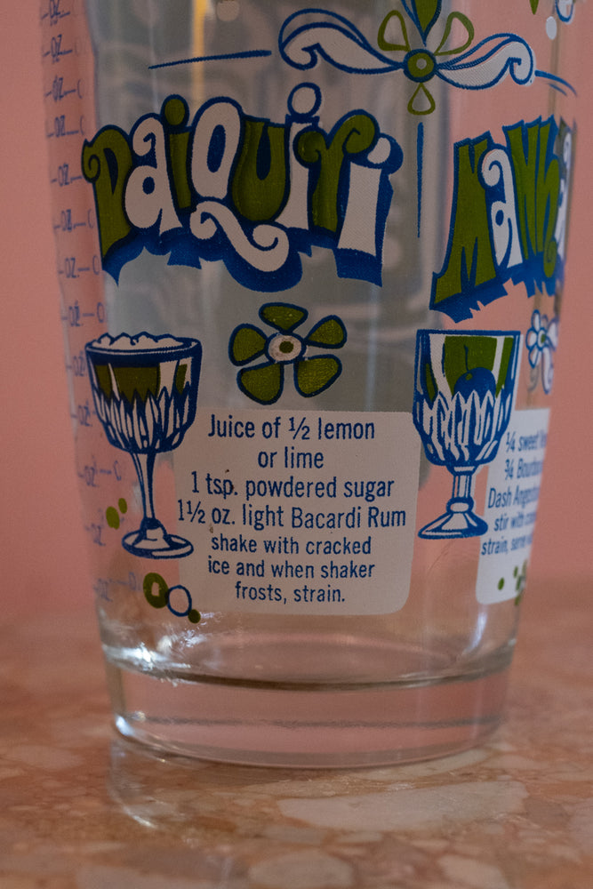 Vintage Glass Barware Drink Recipe Shaker
