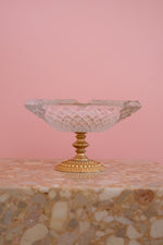 Vintage Mid-Century Gilded Brass and Crystal Glass Ashtray