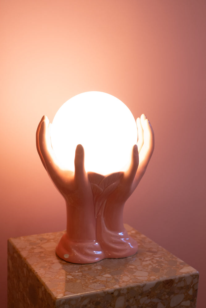 Rare Vintage Ceramic Hands Lamp