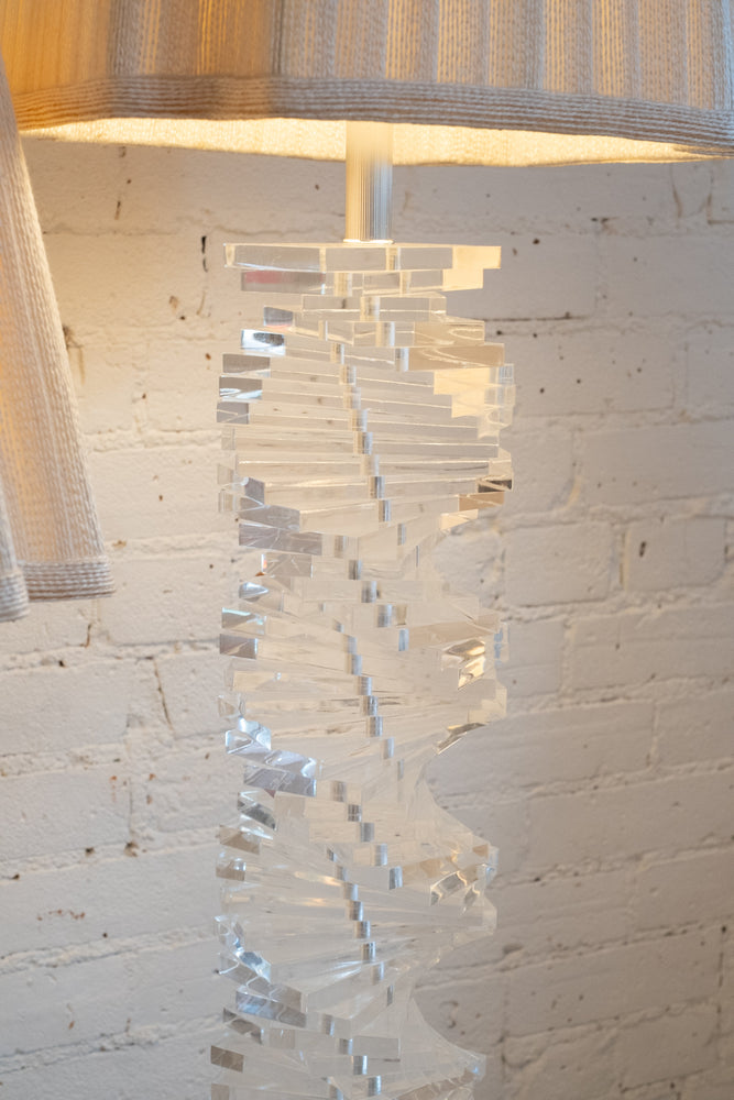 70’s Vintage Stacked Spiralling Lucite Lamps