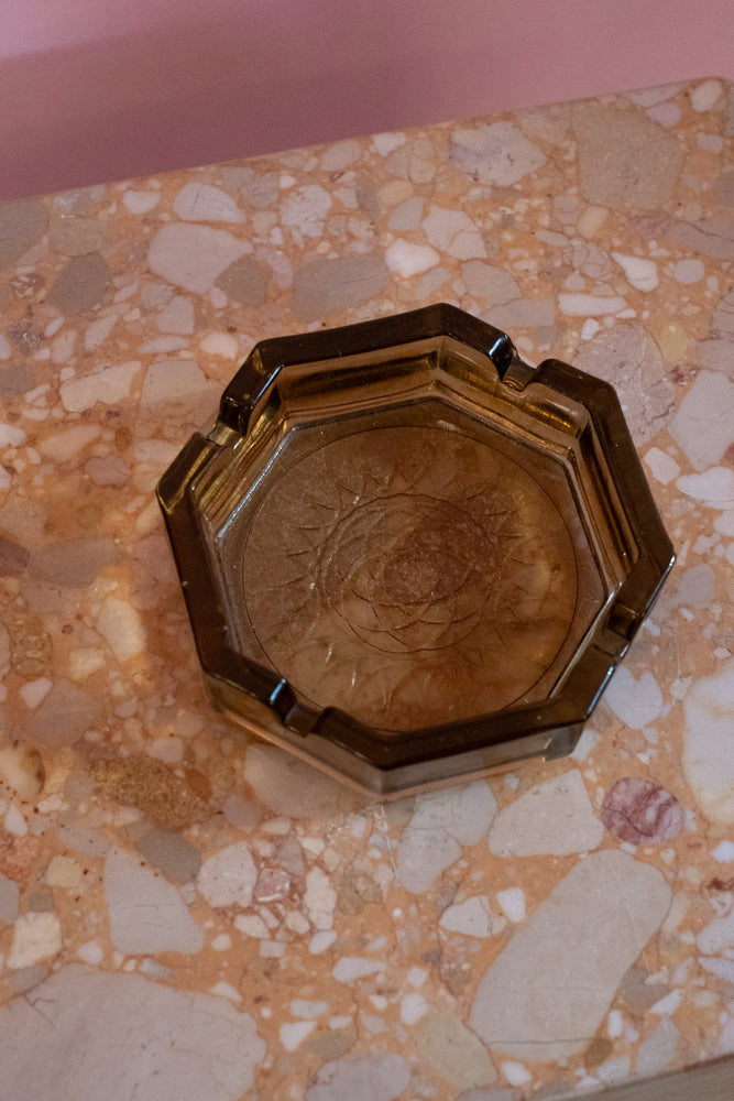 Vintage Smoke Colour Glass Ashtray