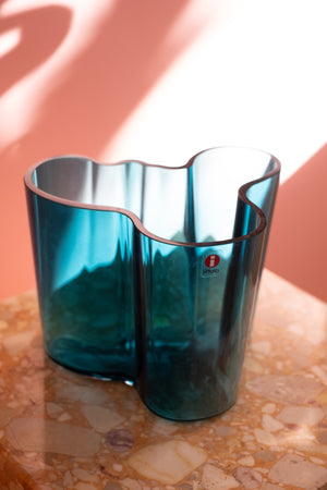 iittala Alvar Aalto Savoy Glass Teal Vase