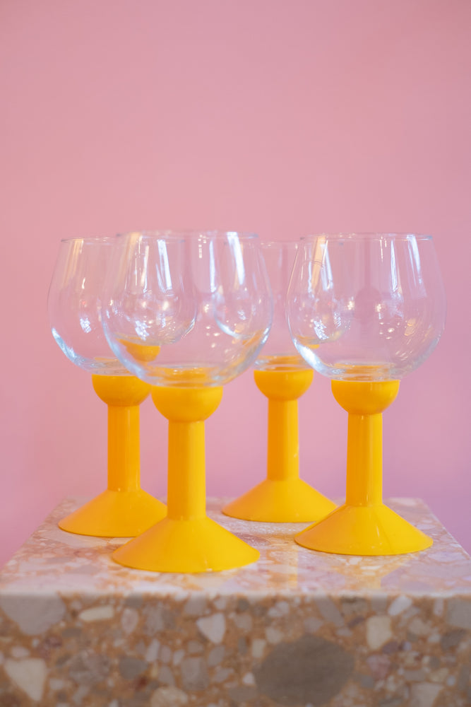 Vintage Bodum Oktett Yellow Glasses