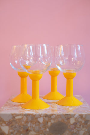 Vintage Bodum Oktett Yellow Glasses