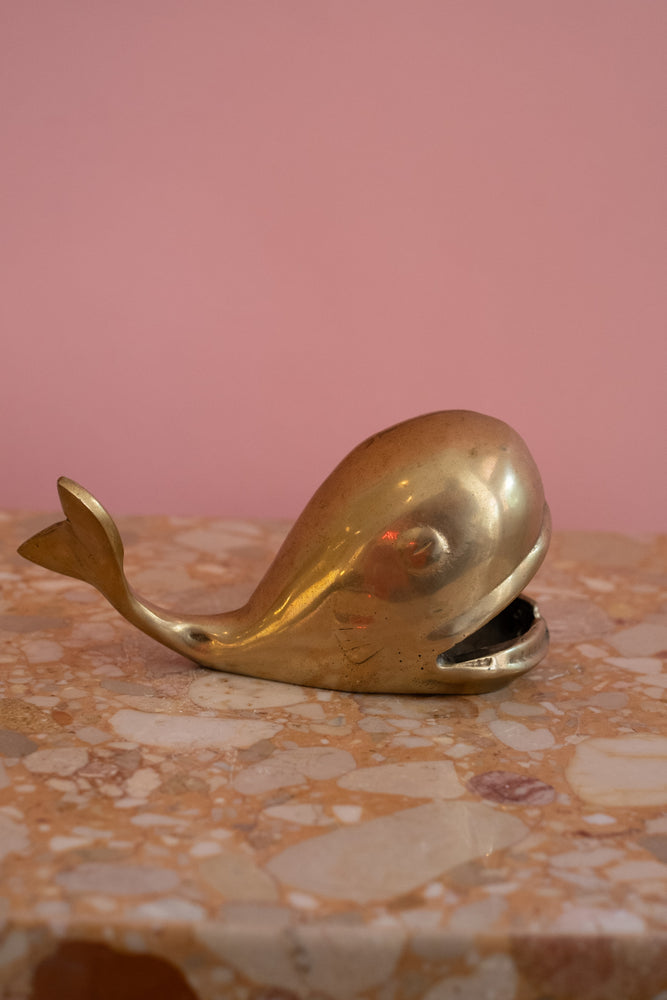 Vintage Brass Whale Ashtray