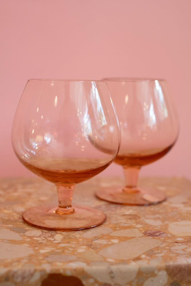 Vintage Bohemia Glass Pink Glasses