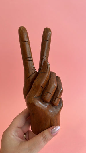 Vintage Wood “Peace” Hand