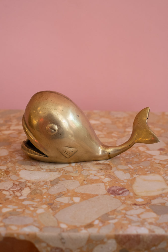 Vintage Brass Whale Ashtray