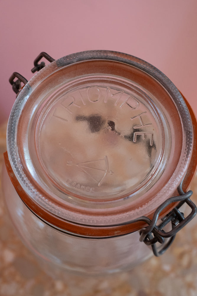 Vintage Triomphe Glass Flour Jar