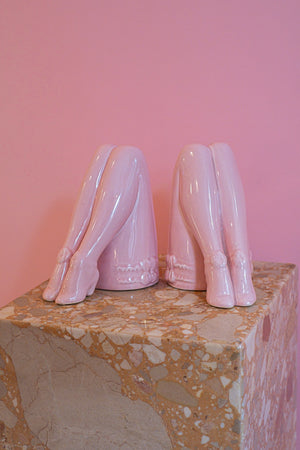 RARE Pink Leg Bookends