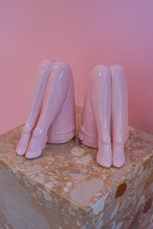 RARE Pink Leg Bookends