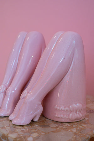 RARE Pink Leg Bookends