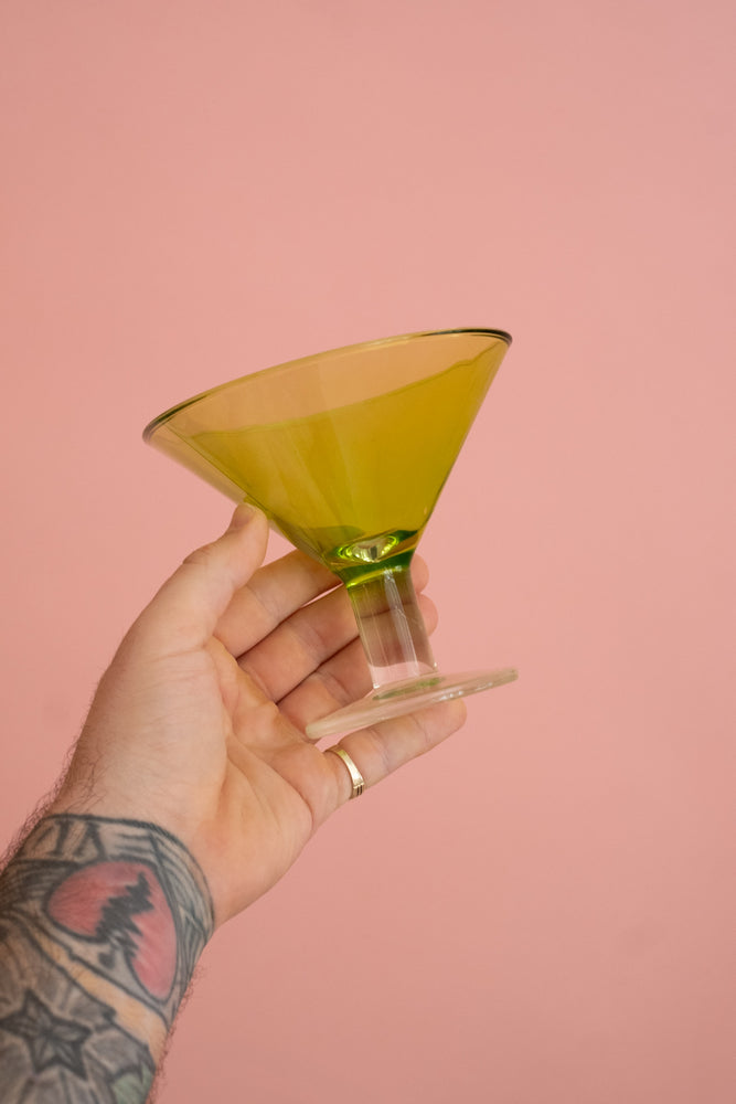 Green Glass Wide Martini Glasses