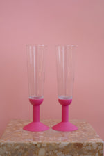Vintage Bodum Oktett Pink Champagne Flutes