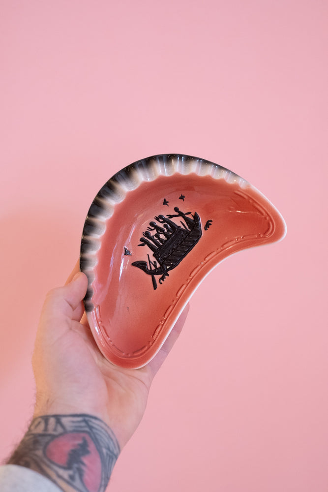 Vintage 70’s Japan Ceramic Boomerang Ashtray
