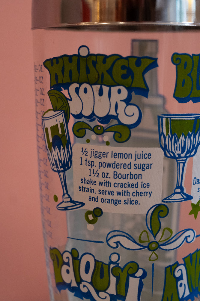 Vintage Glass Barware Drink Recipe Shaker