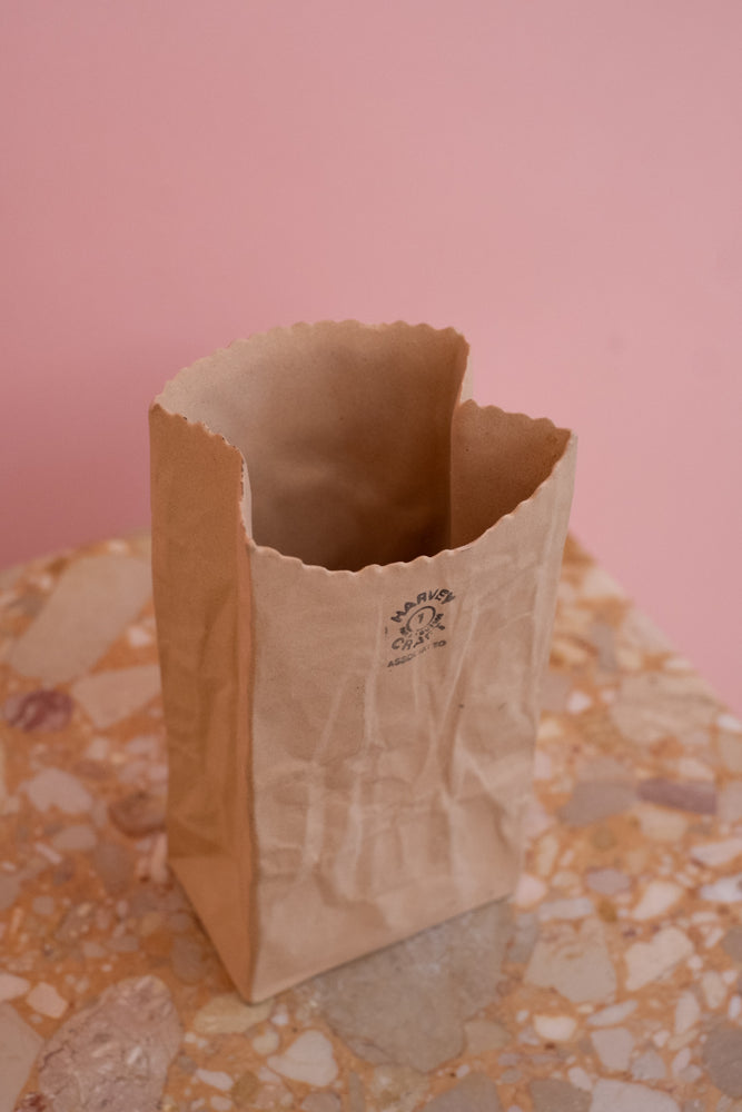 Vintage 1980's Michael Harvey Brown Paper Bag Pop Art Vase