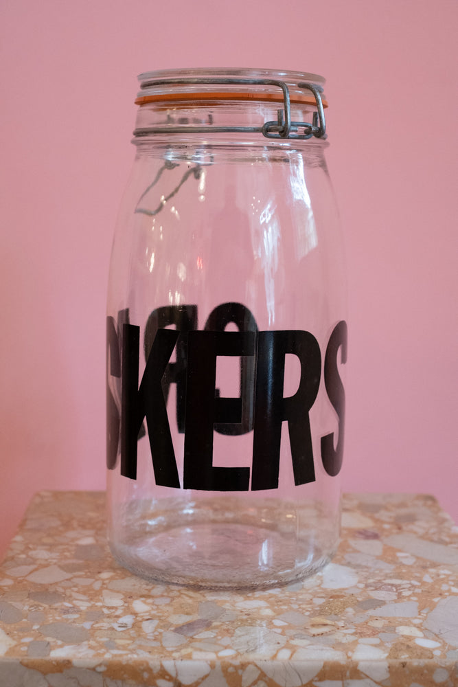 Vintage Super Lock Glass Crackers Jar