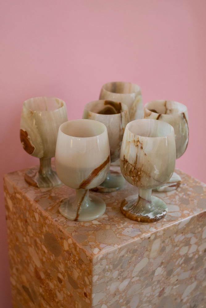 Vintage 60’s Alabaster Wine Glasses/Goblets