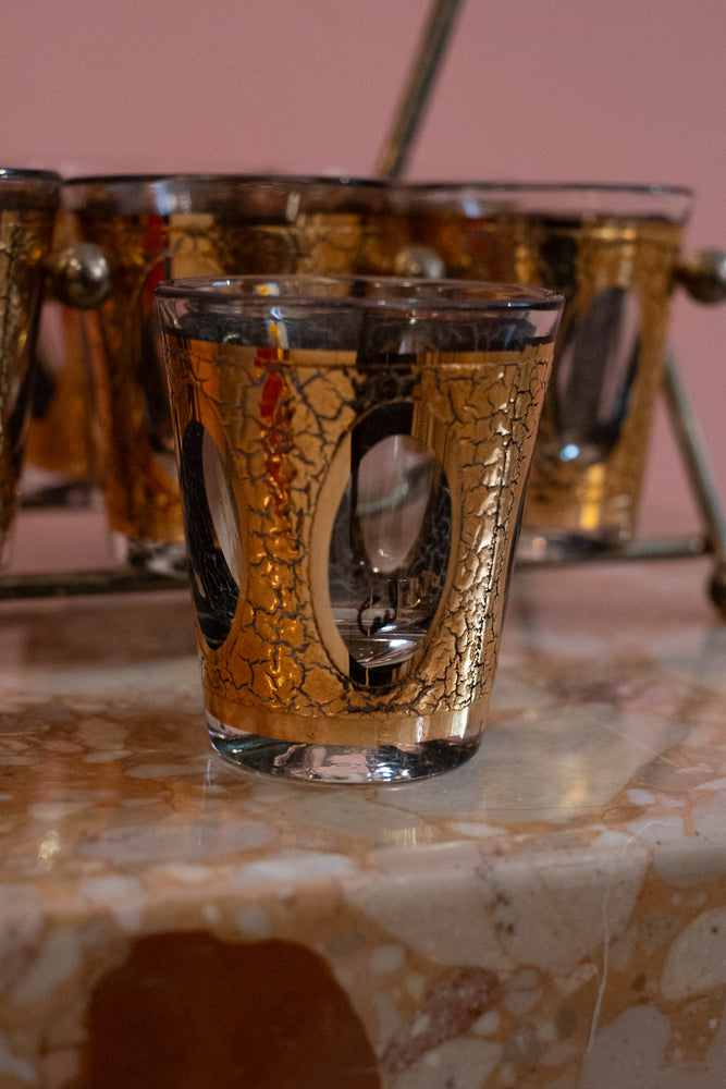 60’s Vintage Culver Pisa Shot Glass Set With Carrier