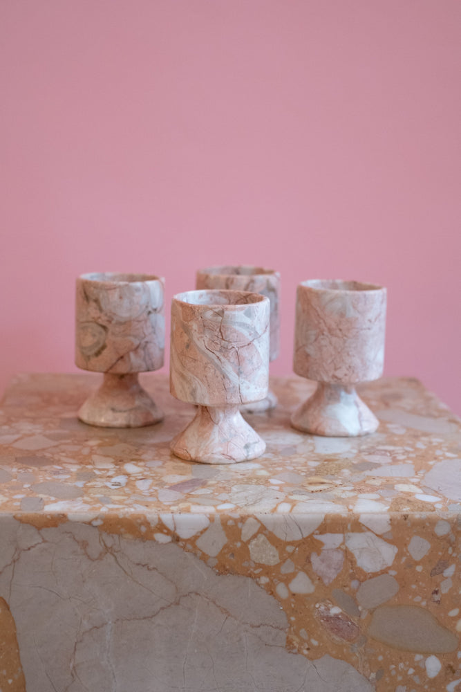 Vintage Pink Marble Shot Glasses