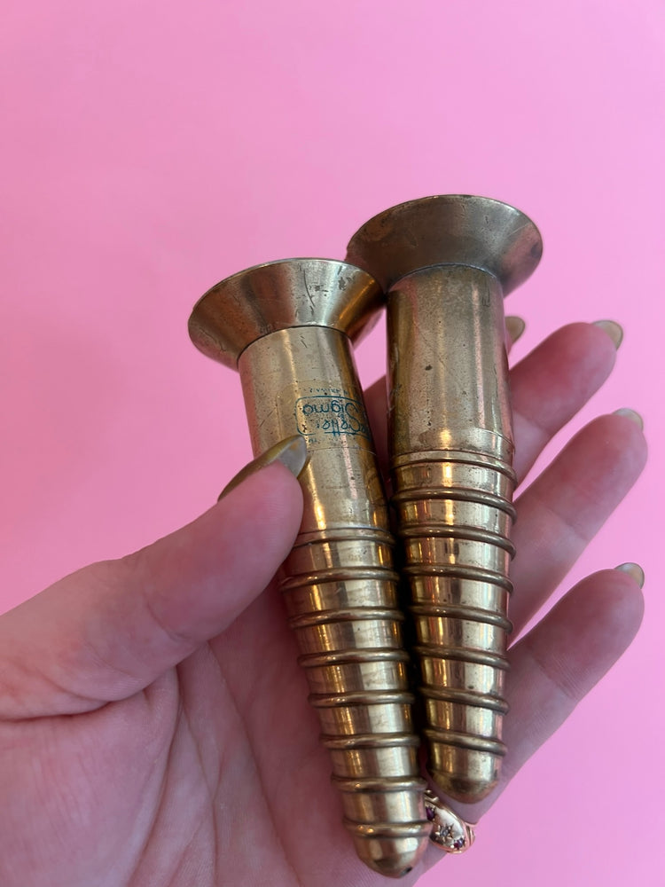 Vintage Brass Screw Salt and Pepper Set