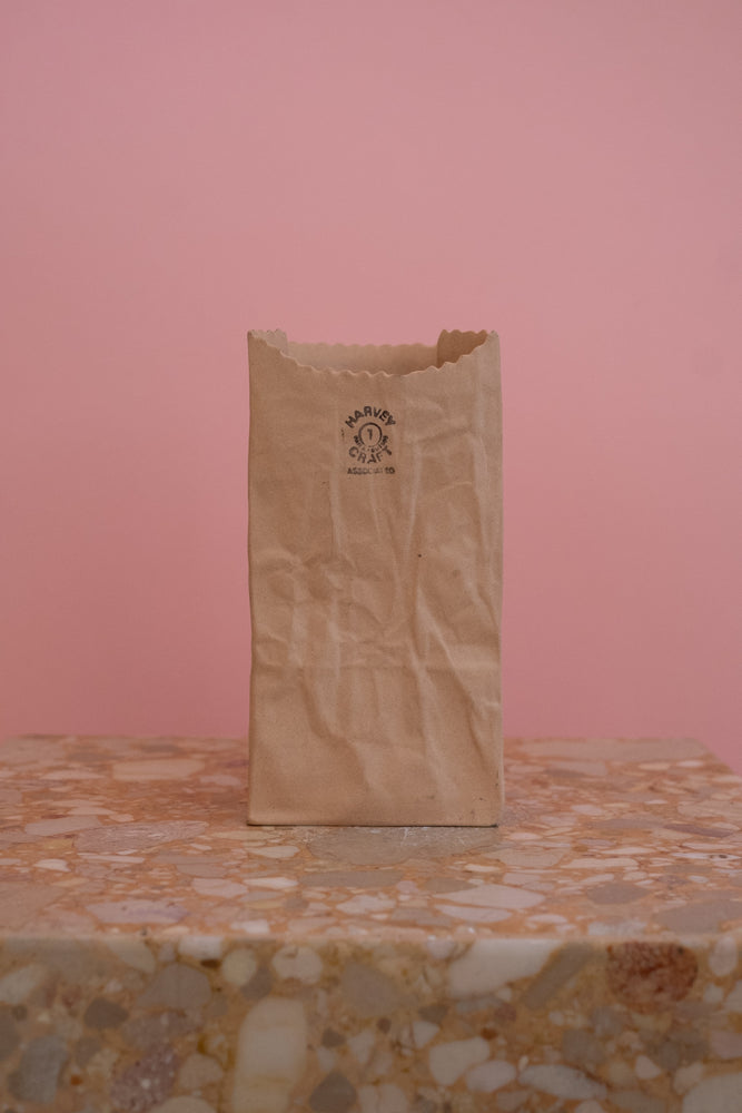Vintage 1980's Michael Harvey Brown Paper Bag Pop Art Vase