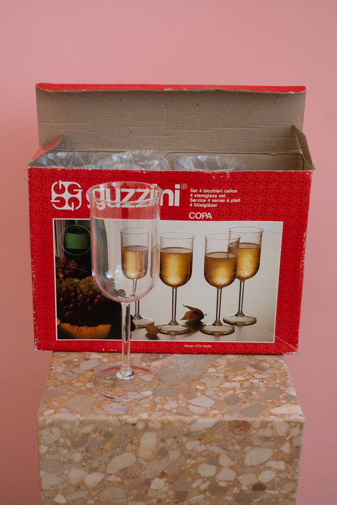 Vintage 80’s Clear Acrylic Guzzini Stemglass Set