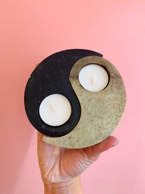 Vintage Stone Yin and Yang Tealight Holders