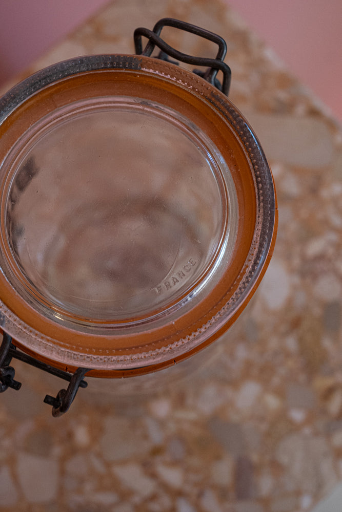 Vintage Triomphe Glass Biscuit Mix Glass Jar