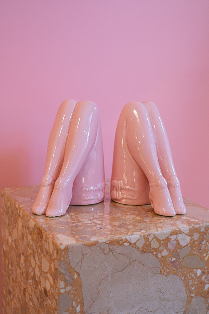 RARE Pink Leg Bookends