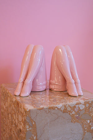 RARE Pink Leg Bookends