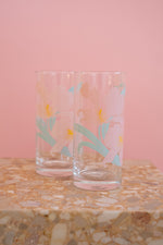 Vintage Ocean Glass Floral Glasses