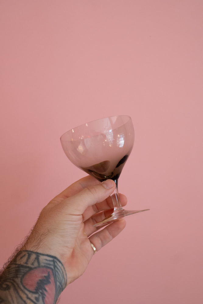 Vintage BelKraft BKI Moonglo Smoked Glass Cocktail Glasses