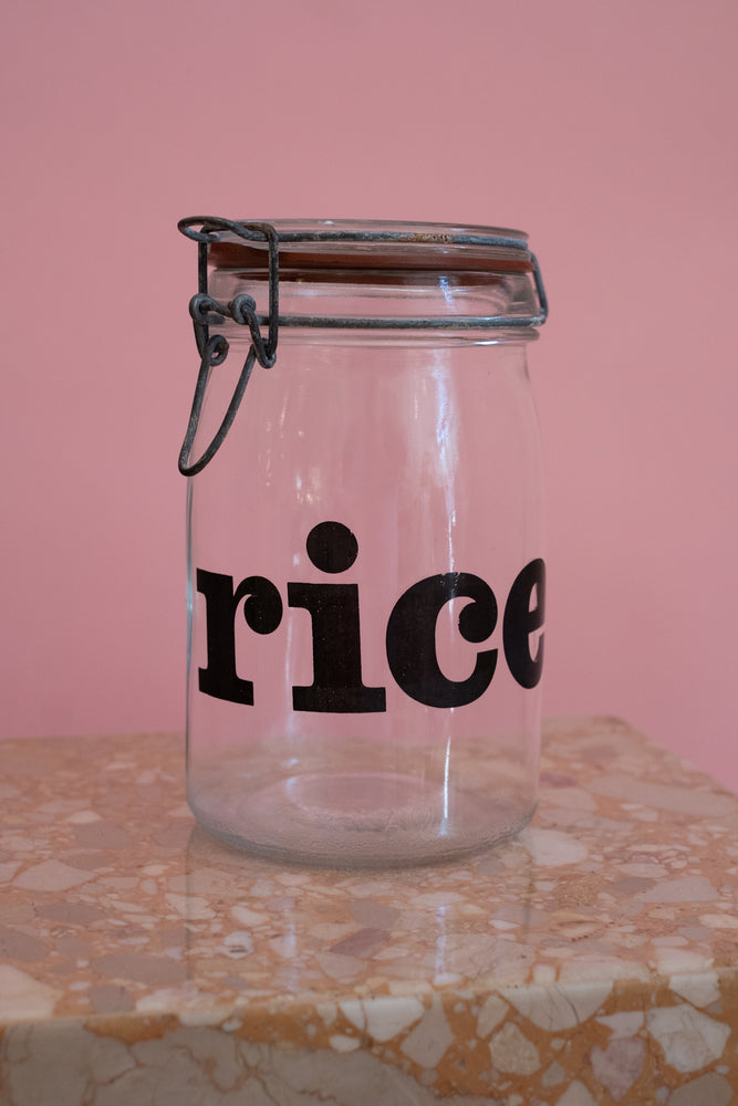 Vintage Silex Block Glass Rice Jar