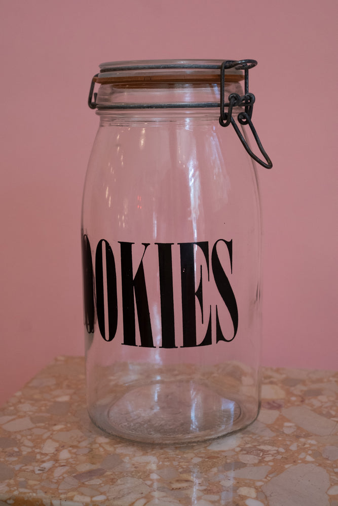 Vintage Silex Block Glass Cookies Jar