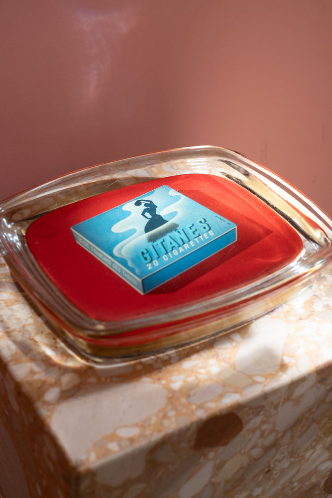 Vintage Gitanes SEITA Regie Française Glass/Copper Ashtray