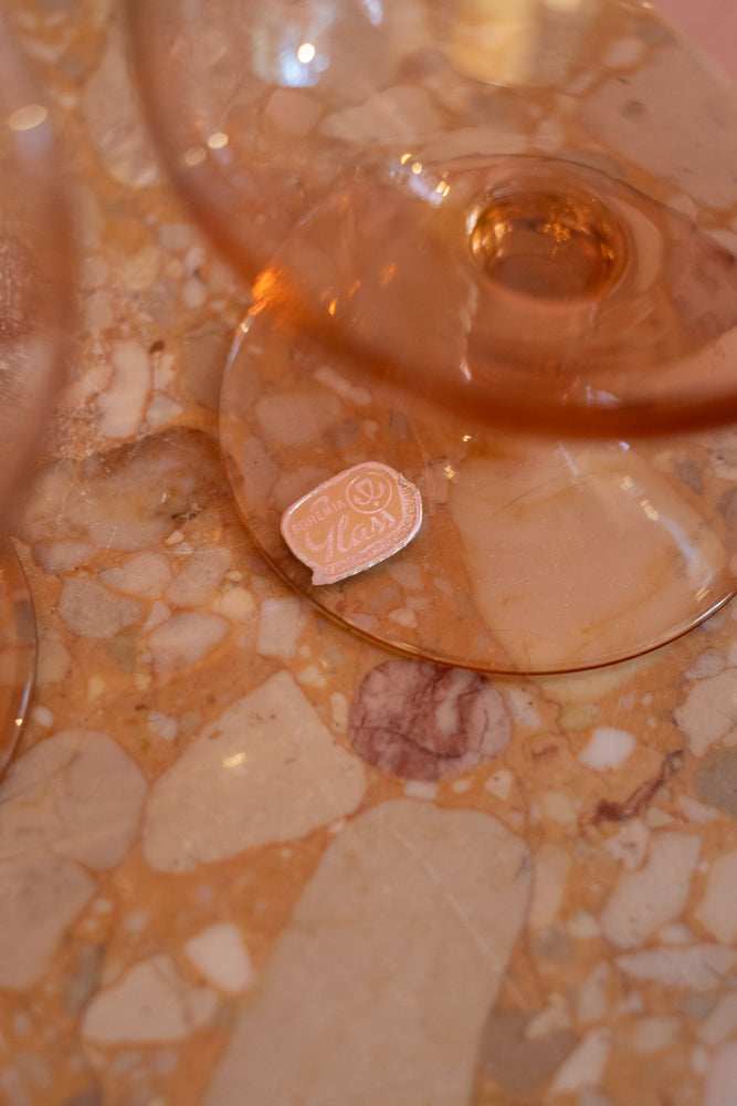 Vintage Bohemia Glass Pink Glasses