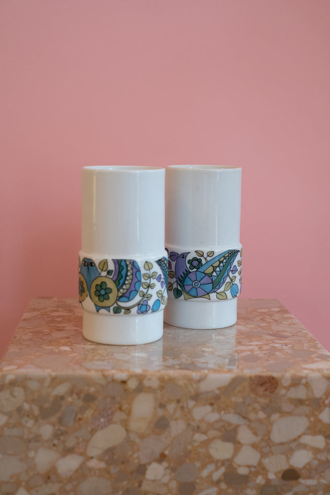 Vintage Coimbra S.P. Portugal Hand Painted Ceramic Cups/Vases