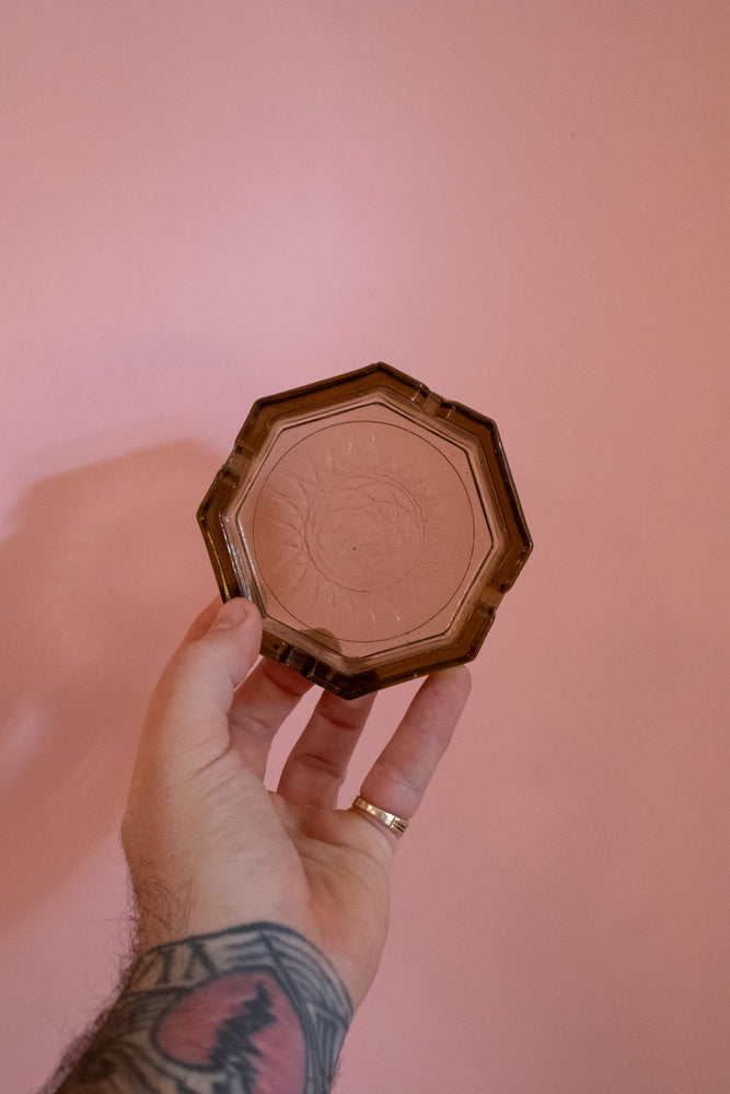 Vintage Smoke Colour Glass Ashtray
