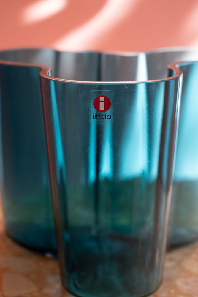 iittala Alvar Aalto Savoy Glass Teal Vase