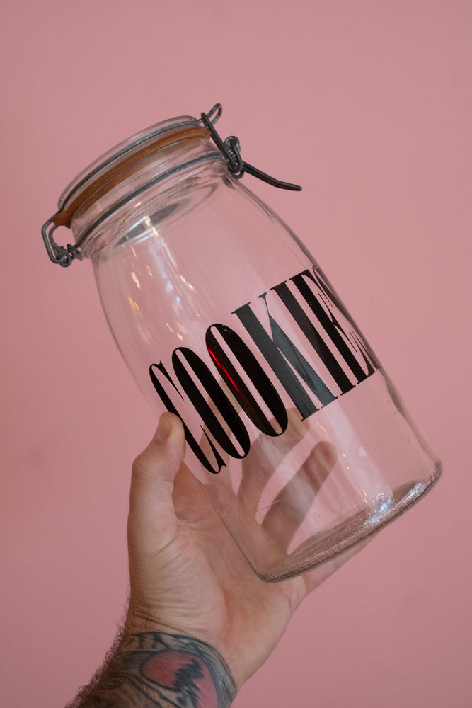 Vintage Silex Block Glass Cookies Jar