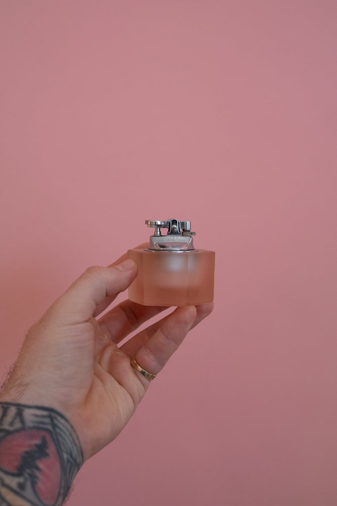 Vintage Frosted Pink Table Lighter